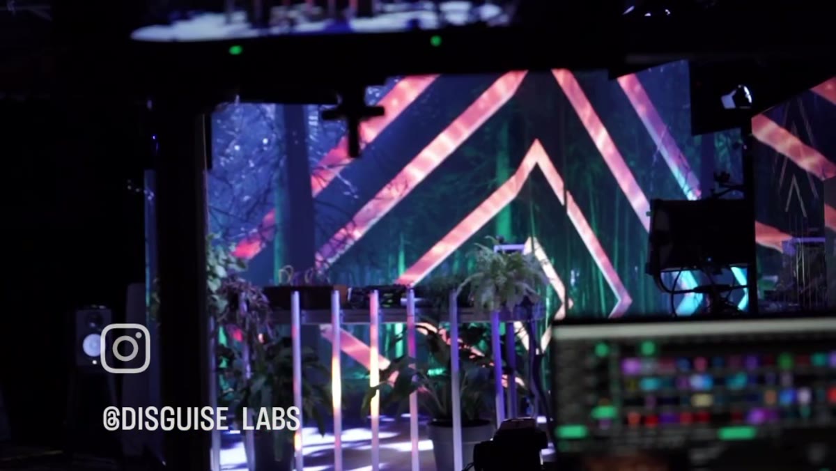 Labs Live stage with chevron LED wall and disguise D3 control surface