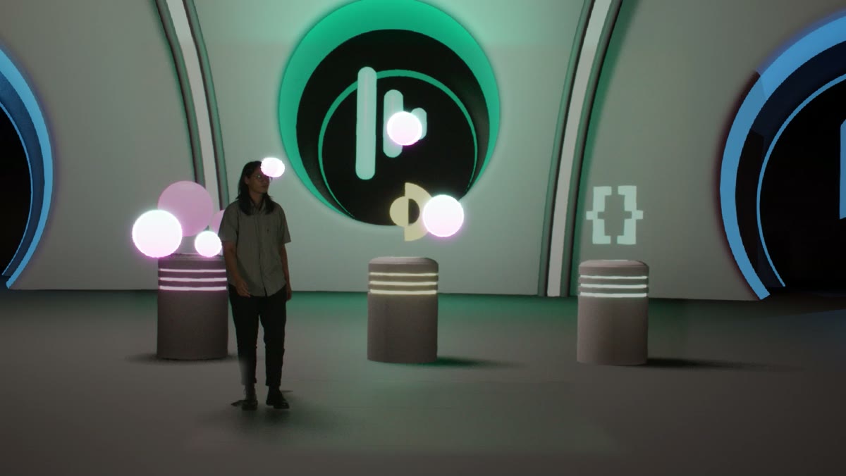 Optimised real-time Unreal scene with the disguise logo